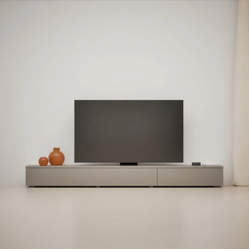 베이지 TV 수납장 · 외부 서랍 · 스튜디오 컷